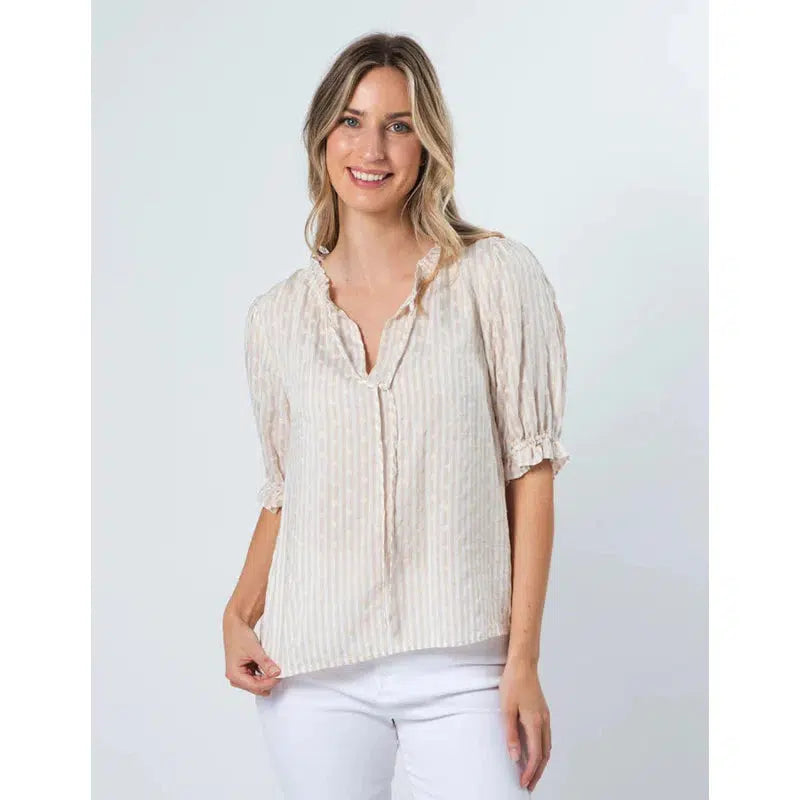 Alesha Top / Beige Ditsy-Stella + Gemma-Shop At The Hive Ashburton-Lifestyle Store & Online Gifts