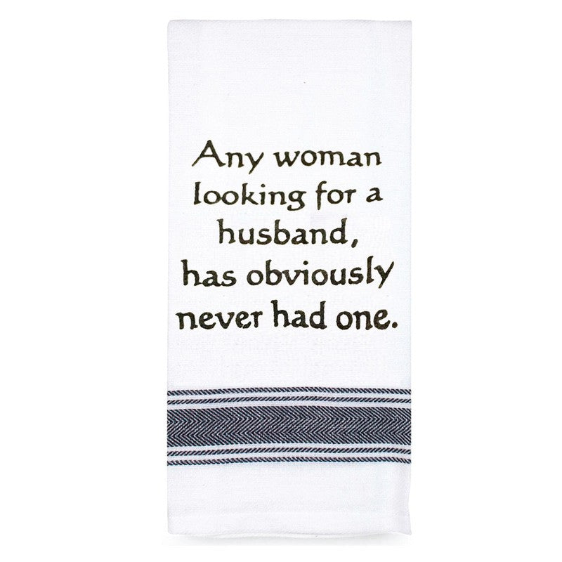 “Any Woman Looking For a Husband” Tea Towel-Tamboril-Shop At The Hive Ashburton-Lifestyle Store & Online Gifts