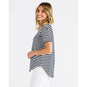 Ariana Tee / Navy Stripe+Pink-Betty Basics-Shop At The Hive Ashburton-Lifestyle Store & Online Gifts