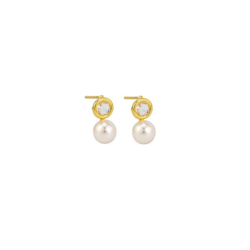 Bezel Set Crystal & Pearl Earrings-Tiger Tree-Shop At The Hive Ashburton-Lifestyle Store & Online Gifts