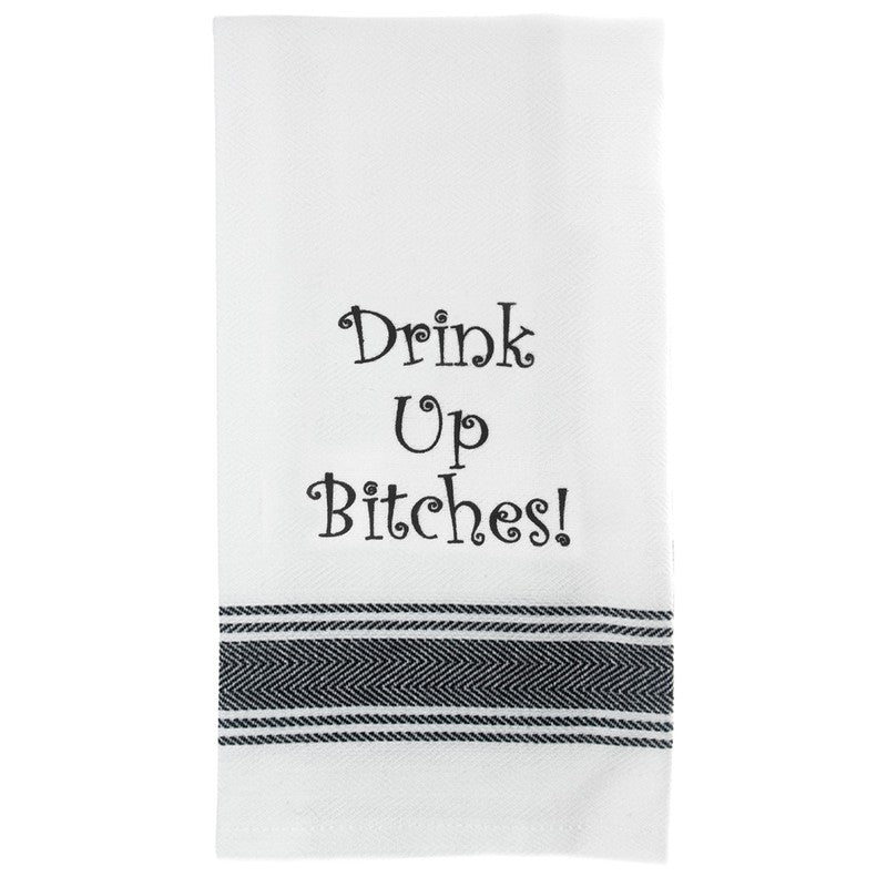 “Drink Up Bitches” Tea Towel-Tamboril-Shop At The Hive Ashburton-Lifestyle Store & Online Gifts