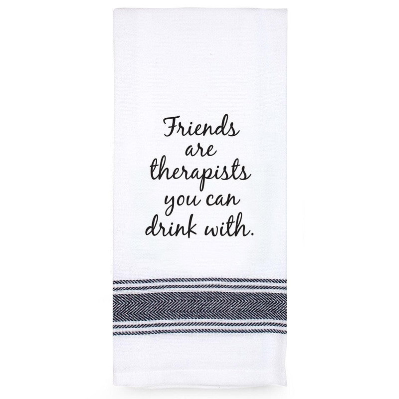 “Friends Are Therapists” Tea Towel-Tamboril-Shop At The Hive Ashburton-Lifestyle Store & Online Gifts