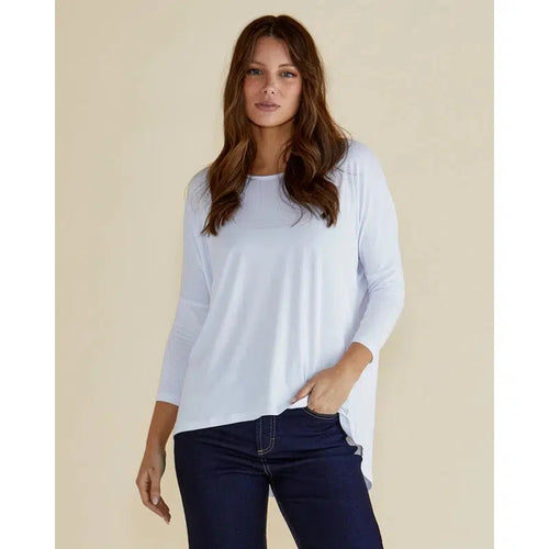 Milan 3/4 Sleeve Top / White-Betty Basics-Shop At The Hive Ashburton-Lifestyle Store & Online Gifts