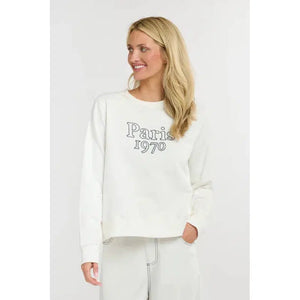 Paris Sweat / White-365 Days Clothing-Shop At The Hive Ashburton-Lifestyle Store & Online Gifts