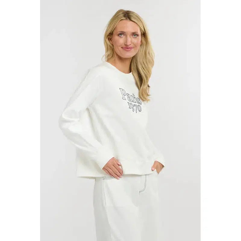 Paris Sweat / White-365 Days Clothing-Shop At The Hive Ashburton-Lifestyle Store & Online Gifts