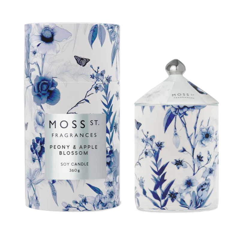 Peony & Apple Blossom Ceramic Candle 360g-Moss St. Fragrances-Shop At The Hive Ashburton-Lifestyle Store & Online Gifts