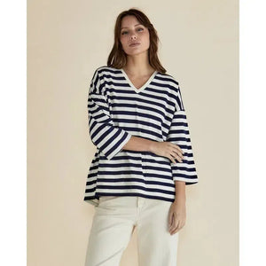 Raven Top / Navy+Cream Stripe-Betty Basics-Shop At The Hive Ashburton-Lifestyle Store & Online Gifts