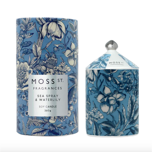 Sea Spray & Waterlily Ceramic Candle 360g-Moss St. Fragrances-Shop At The Hive Ashburton-Lifestyle Store & Online Gifts