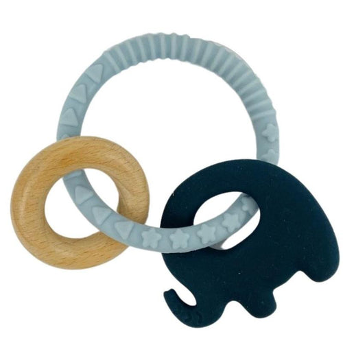 Teether Silicone Ring Elephant / Blue-ES Kids-Shop At The Hive Ashburton-Lifestyle Store & Online Gifts