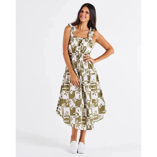 Tiered Maxi Frill Dress / Geo Floral-Betty Basics-Shop At The Hive Ashburton-Lifestyle Store & Online Gifts