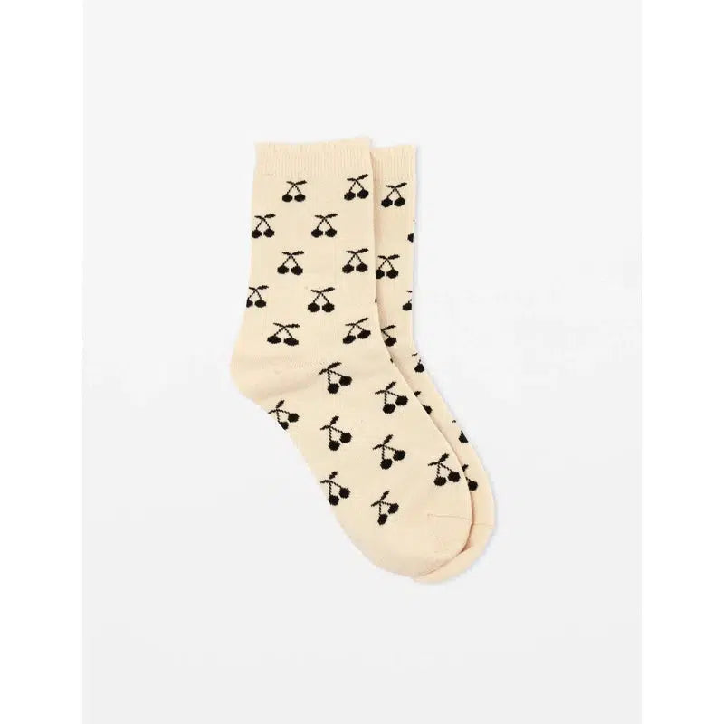 White Socks With Black Cherries-Stella + Gemma-Shop At The Hive Ashburton-Lifestyle Store & Online Gifts